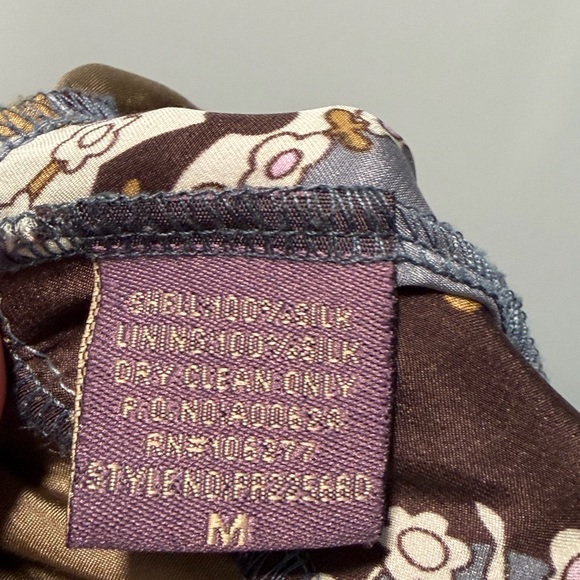 Hale Bob 100% Silk Floral Print Blouse Top Size M Velvet Trim Tie Front Boho - Picture 5 of 5